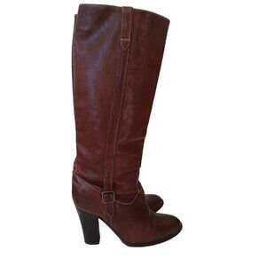 J Crew Boots Brown Leather Heeled Western Style Womens 7 M